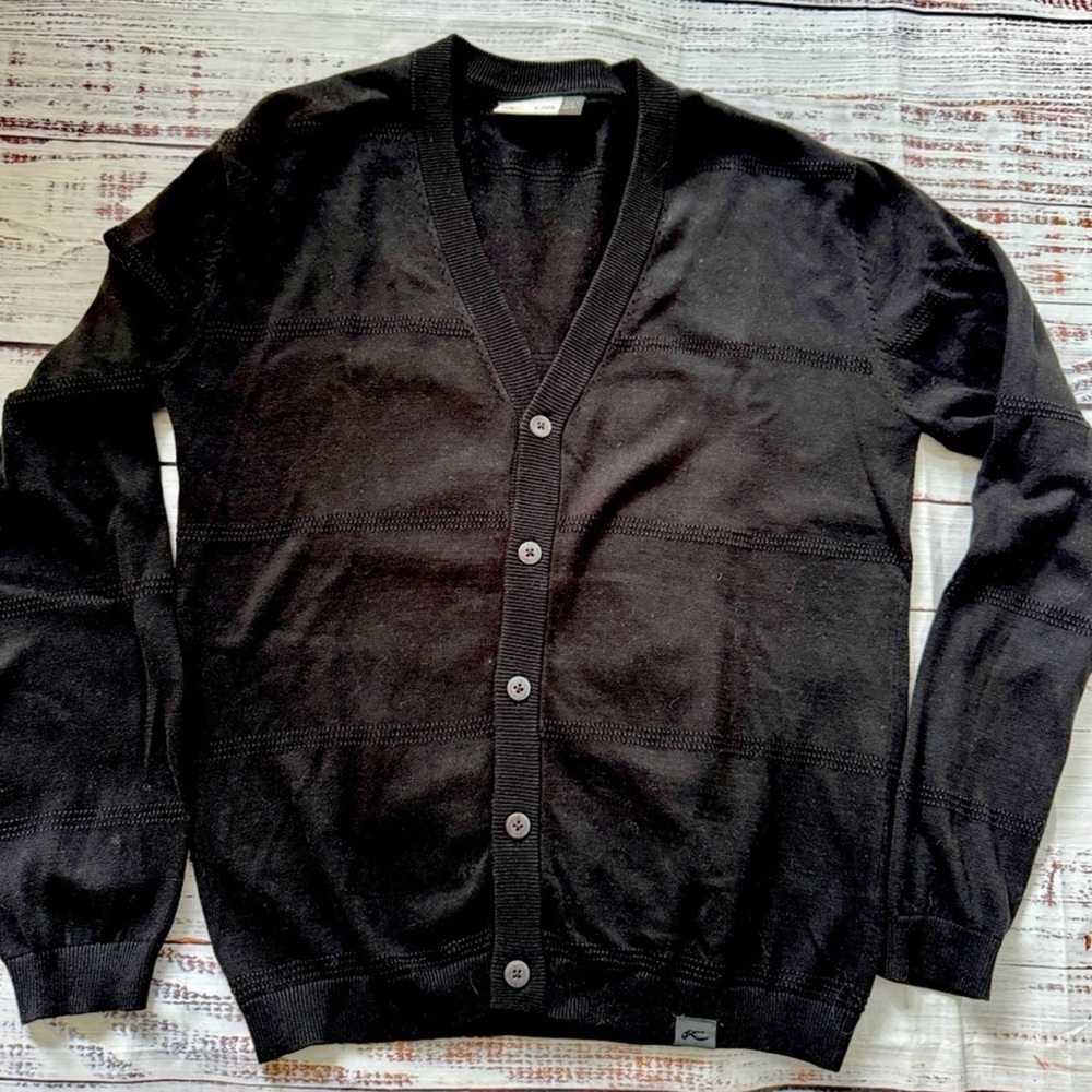 KJUS Men's Cotton Cardigan Sweater Black Size M Swiss Luxury Golf